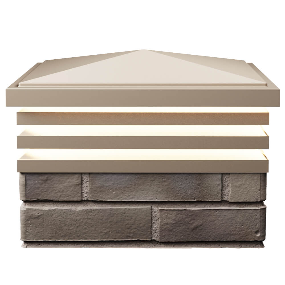 Колпак Zking Бона ХайТек Бежевый на столб 1.5х1.5 кирпича (385х385мм) с подсветкой в Ереване фото