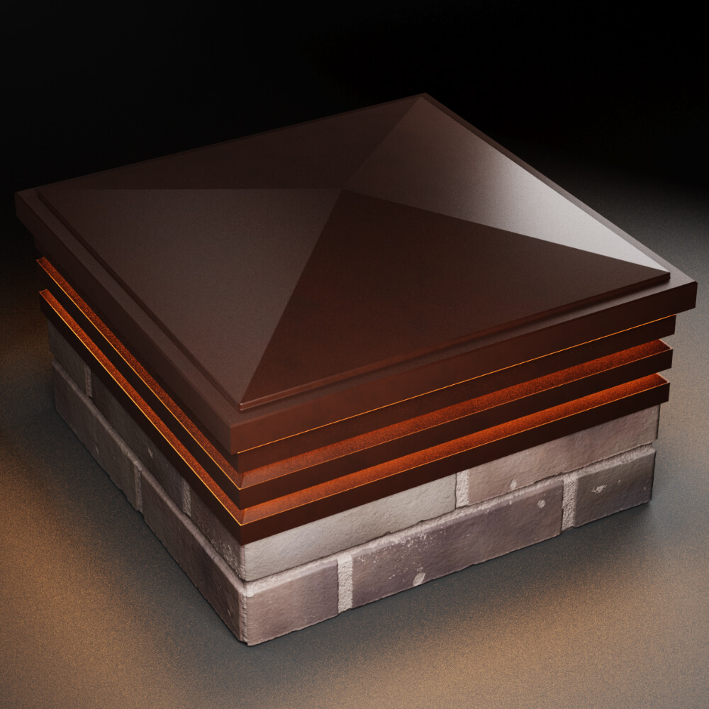 Колпак Zking Бона ХайТек Коричневый на столб 2х2 кирпича (513х513мм) с подсветкой в Ереване фото