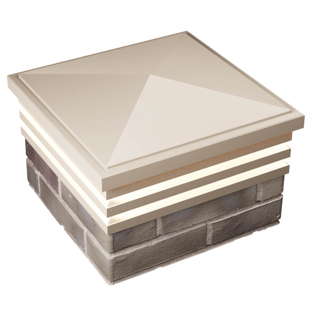 Колпак Zking Бона ХайТек Бежевый на столб 1.5х1.5 кирпича (385х385мм) с подсветкой в Ереване фото