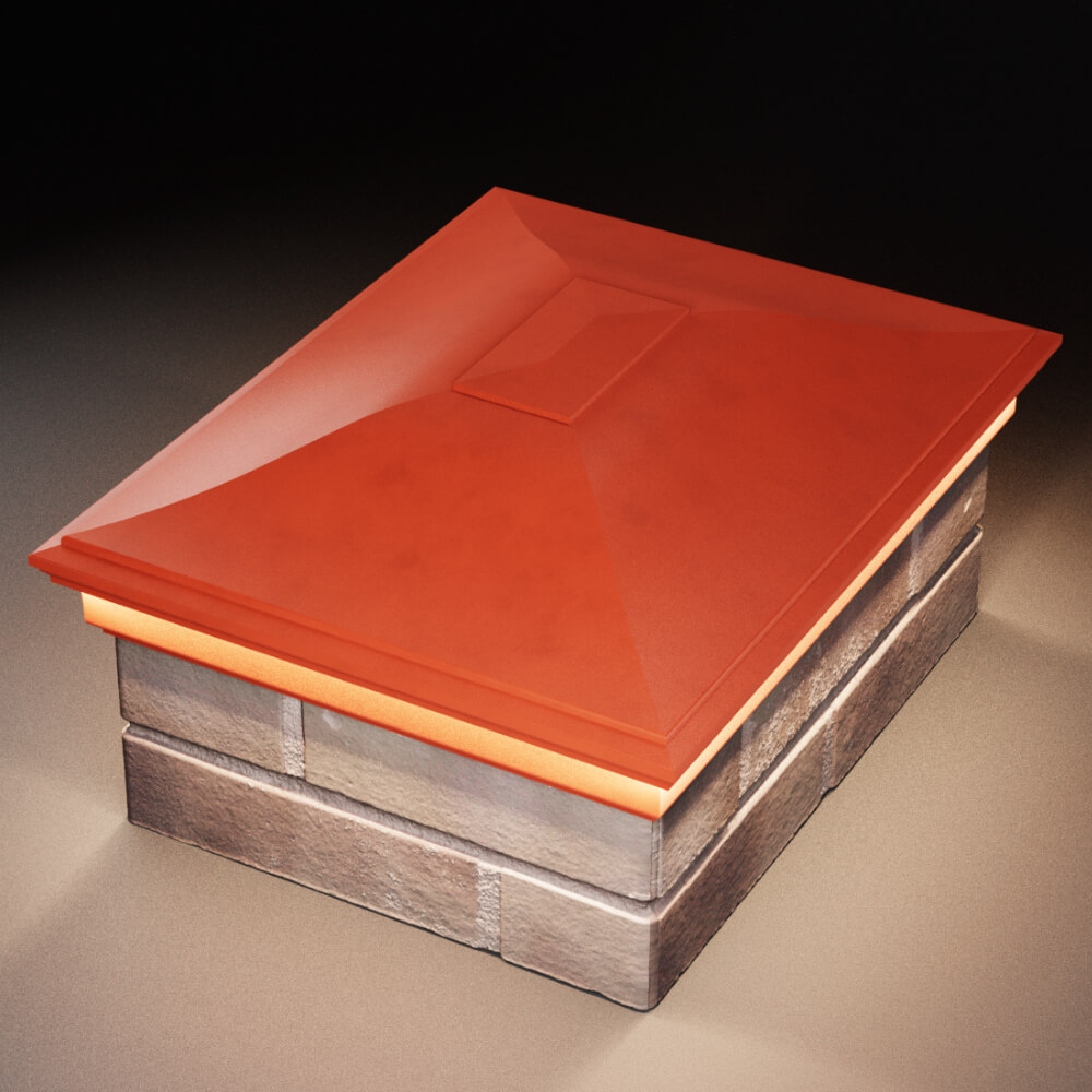 Колпак Zking Монблан Красный на столб 2х1.5 кирпича (515х385мм) c подсветкой в Ереване фото