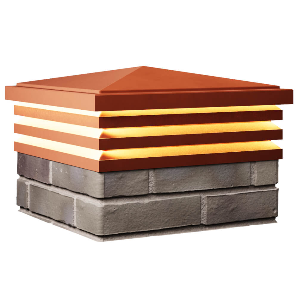 Колпак Zking Бона ХайТек Красный на столб 1.5х1.5 кирпича (385х385мм) с подсветкой в Ереване фото