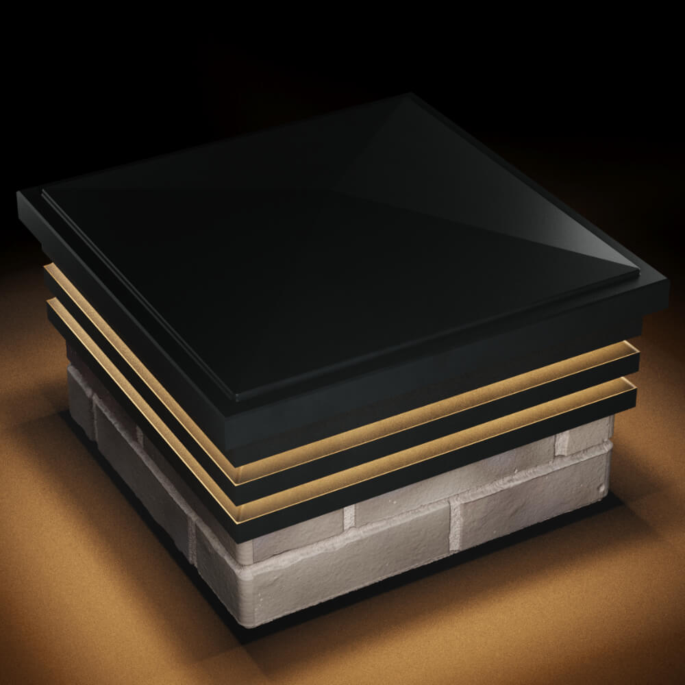 Колпак Zking Бона ХайТек Черный на столб 1.5х1.5 кирпича (385х385мм) с подсветкой в Ереване фото