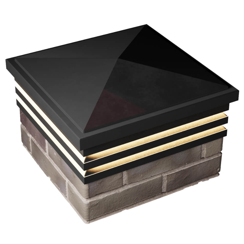 Колпак Zking Бона ХайТек Черный на столб 1.5х1.5 кирпича (385х385мм) с подсветкой в Ереване фото