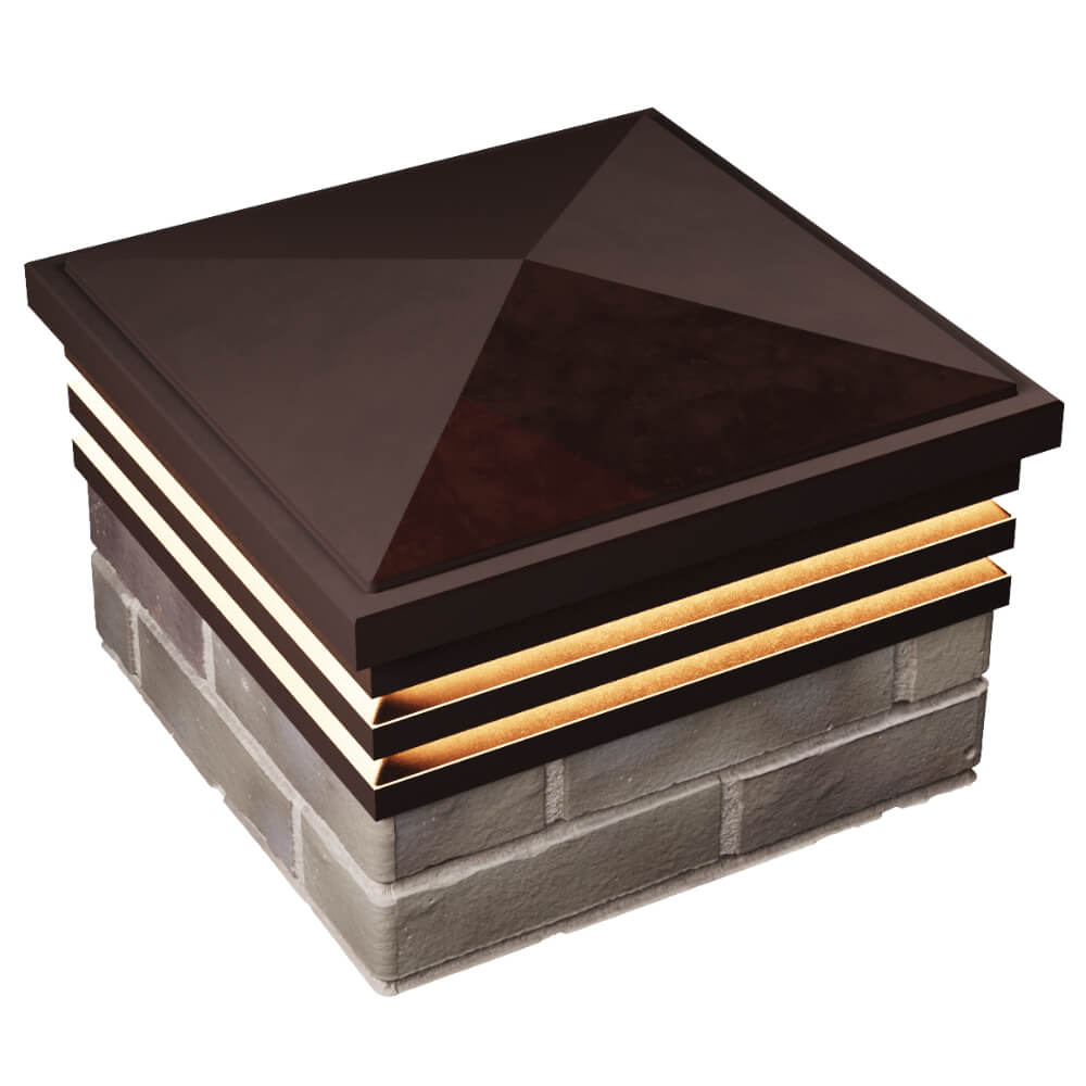 Колпак Zking Бона ХайТек Коричневый на столб 1.5х1.5 кирпича (385х385мм) с подсветкой в Ереване фото