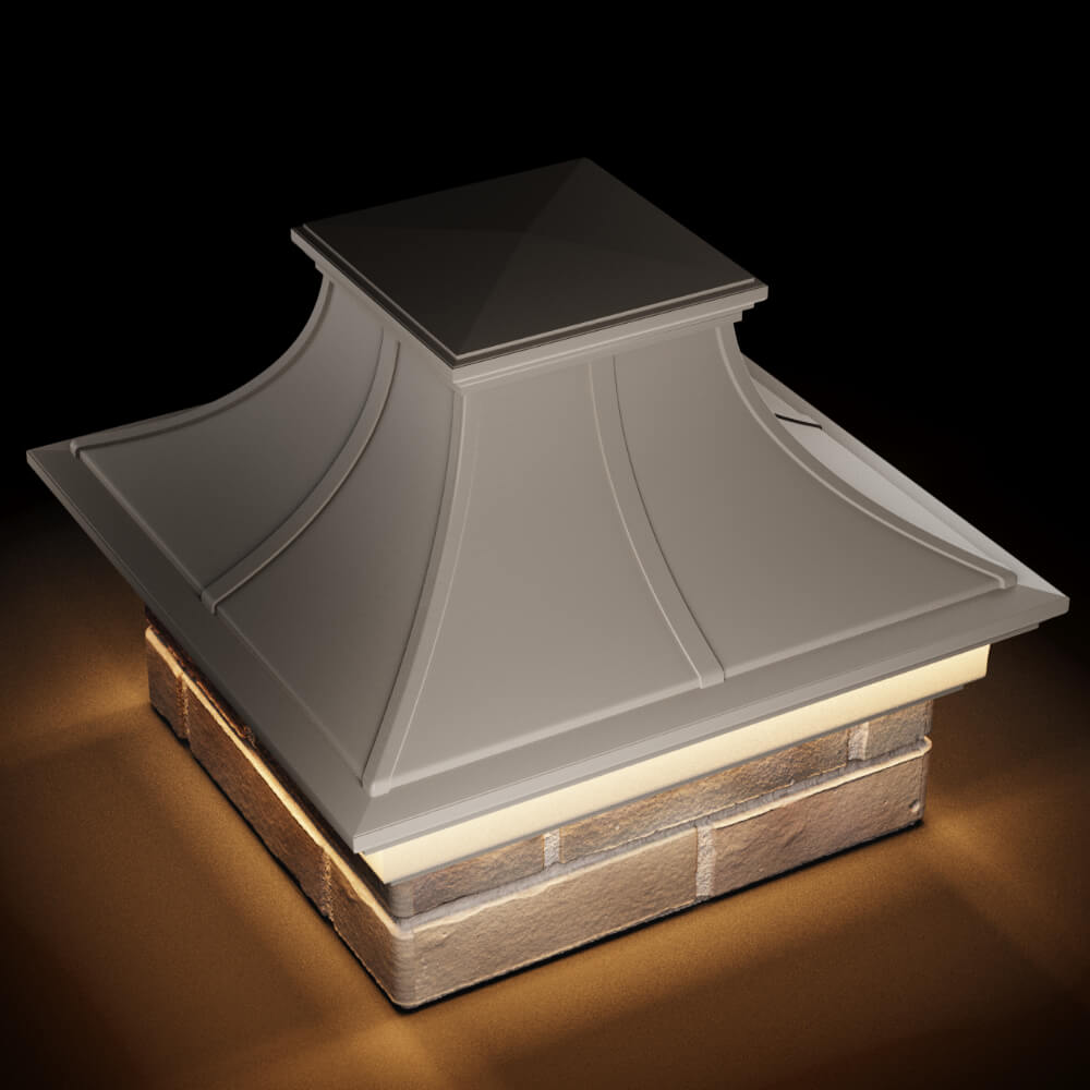 Колпак Zking Монблан Премиум Бежевый на столб 1.5х1.5 кирпича (385х385мм) с подсветкой в Ереване фото