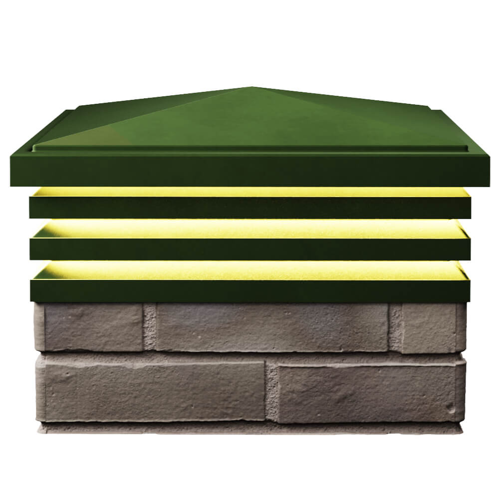 Колпак Zking Бона ХайТек Зеленый на столб 1.5х1.5 кирпича (385х385мм) с подсветкой в Ереване фото