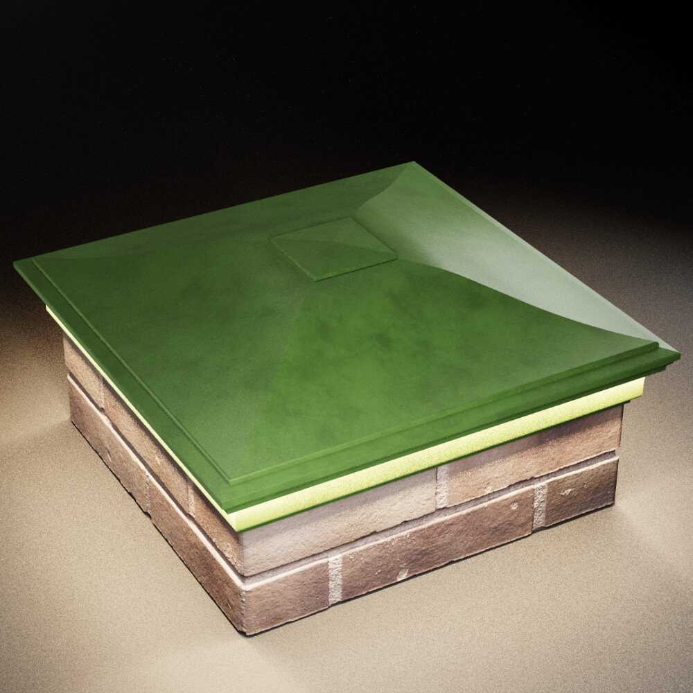 Колпак Zking Монблан Зеленый на столб 2х2 кирпича (515х515мм) c подсветкой в Ереване фото