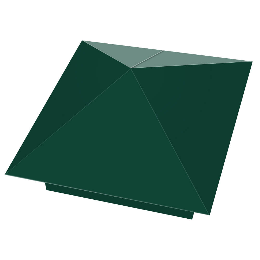 Колпак металлический 390х390мм RAL6005 Зеленый Мох заборный Ереван фото