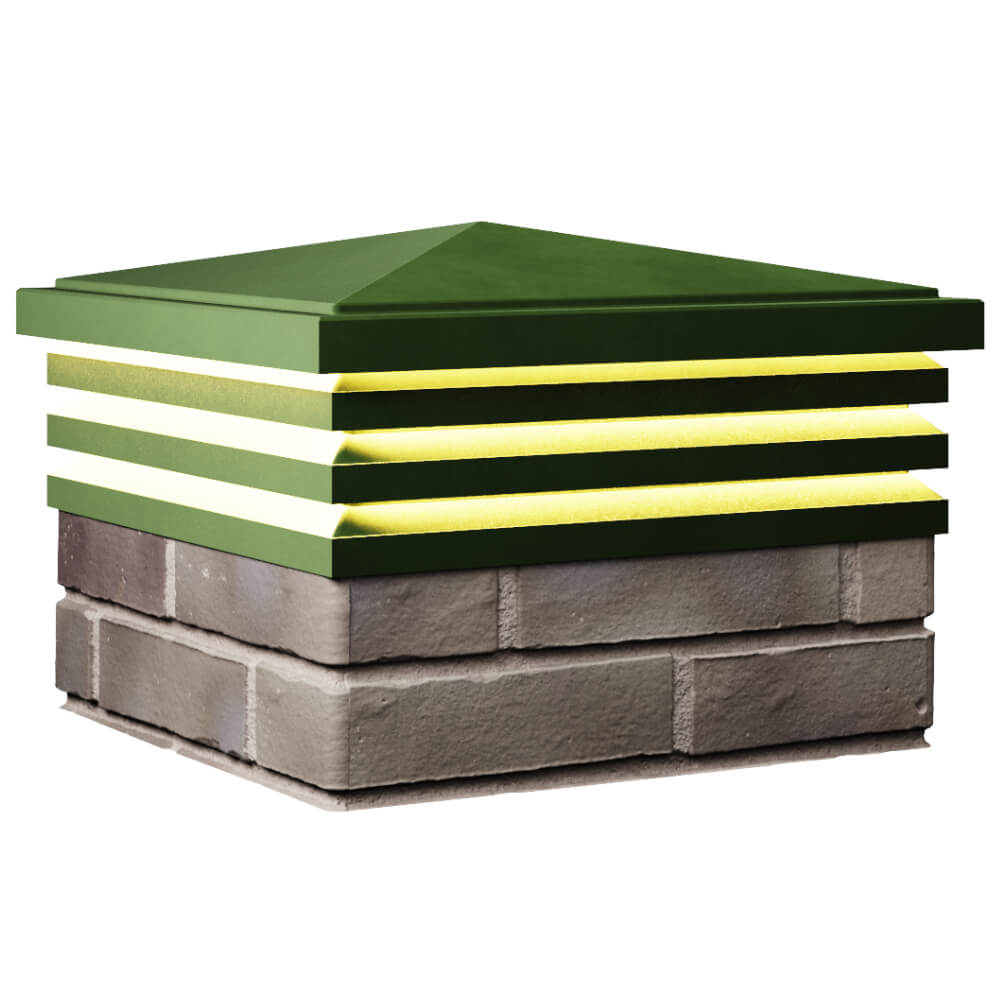 Колпак Zking Бона ХайТек Зеленый на столб 1.5х1.5 кирпича (385х385мм) с подсветкой в Ереване фото