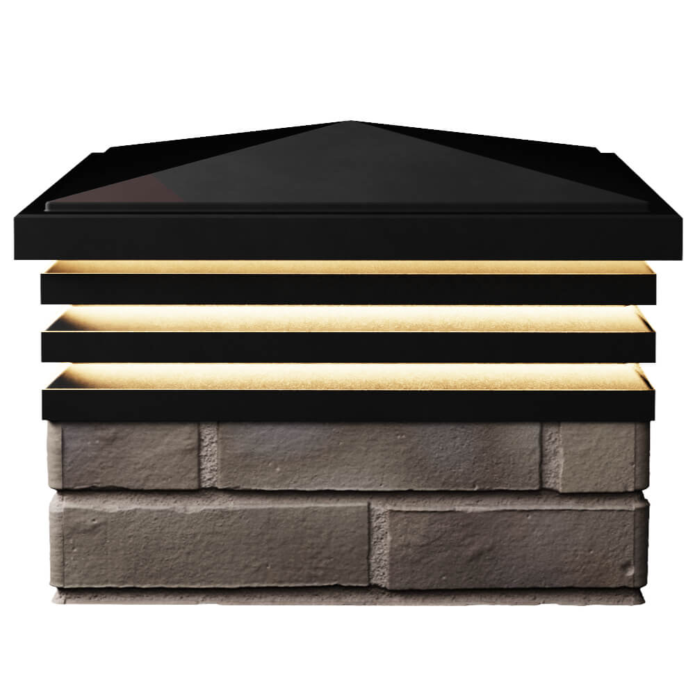 Колпак Zking Бона ХайТек Черный на столб 1.5х1.5 кирпича (385х385мм) с подсветкой в Ереване фото