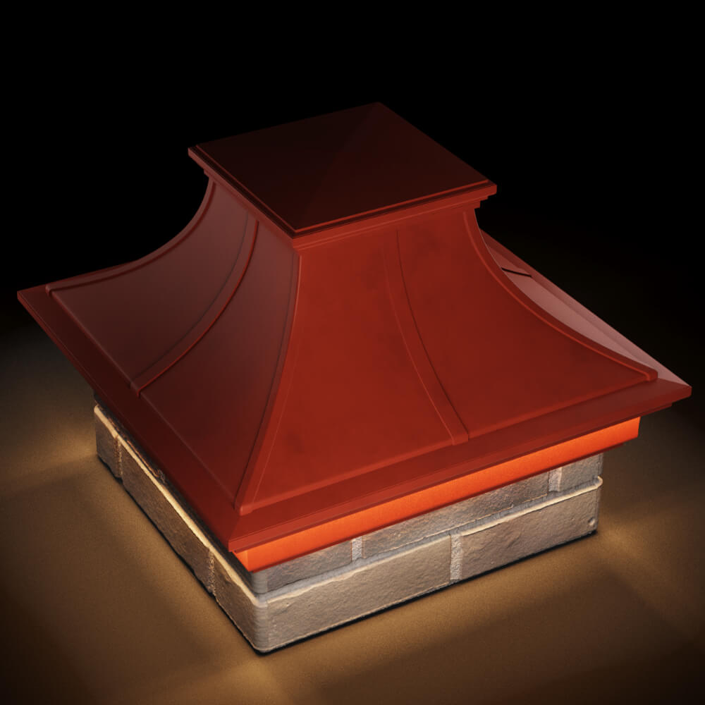 Колпак Zking Монблан Премиум Красный на столб 1.5х1.5 кирпича (385х385мм) с подсветкой в Ереване фото