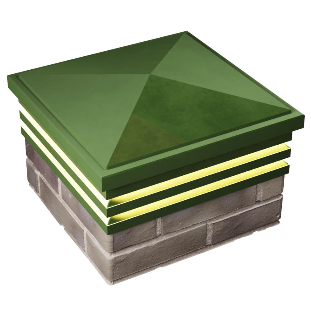 Колпак Zking Бона ХайТек Зеленый на столб 1.5х1.5 кирпича (385х385мм) с подсветкой в Ереване фото