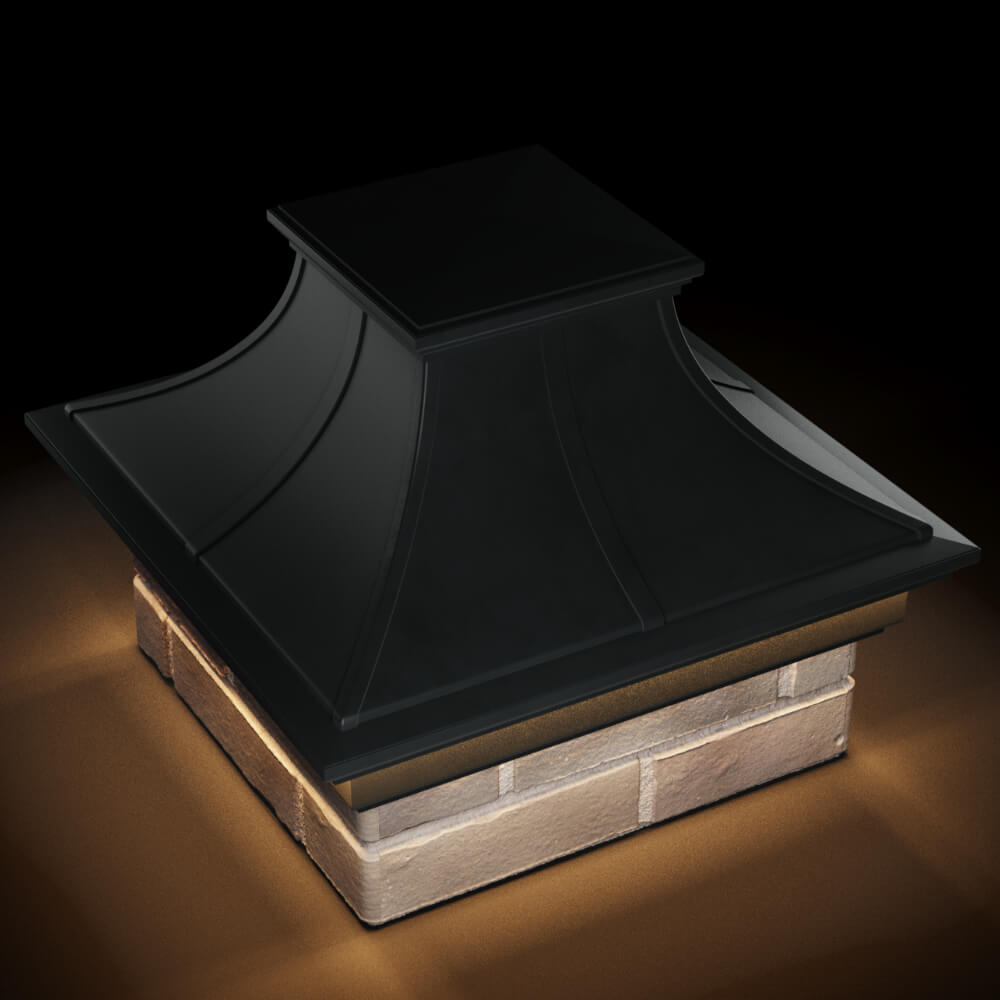 Колпак Zking Монблан Премиум Черный на столб 1.5х1.5 кирпича (385х385мм) с подсветкой в Ереване фото