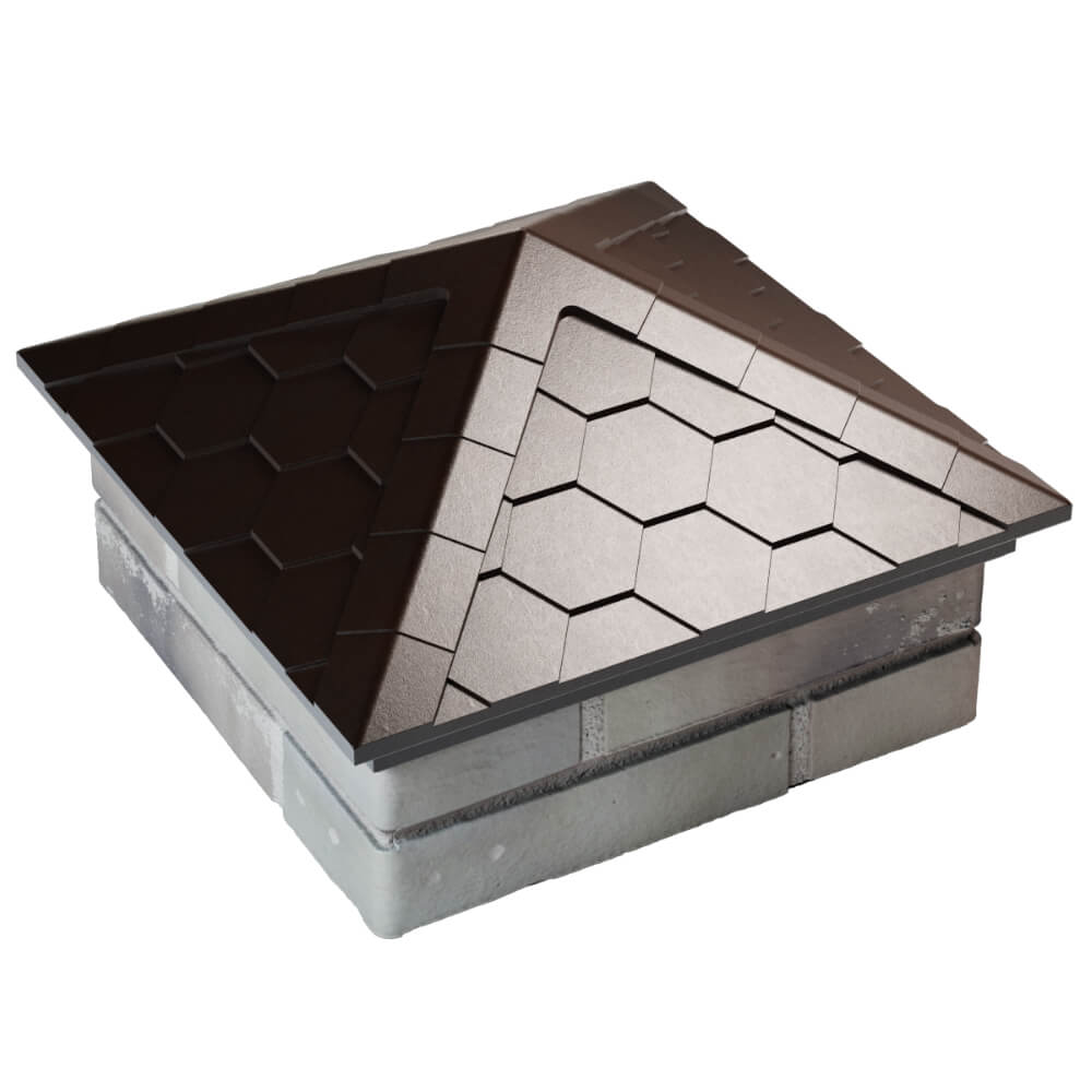 Колпак Zking Эверест Коричневый на столб 1.5х1.5 кирпича (390х390мм) в Ереване фото