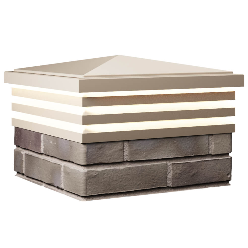 Колпак Zking Бона ХайТек Бежевый на столб 1.5х1.5 кирпича (385х385мм) с подсветкой в Ереване фото