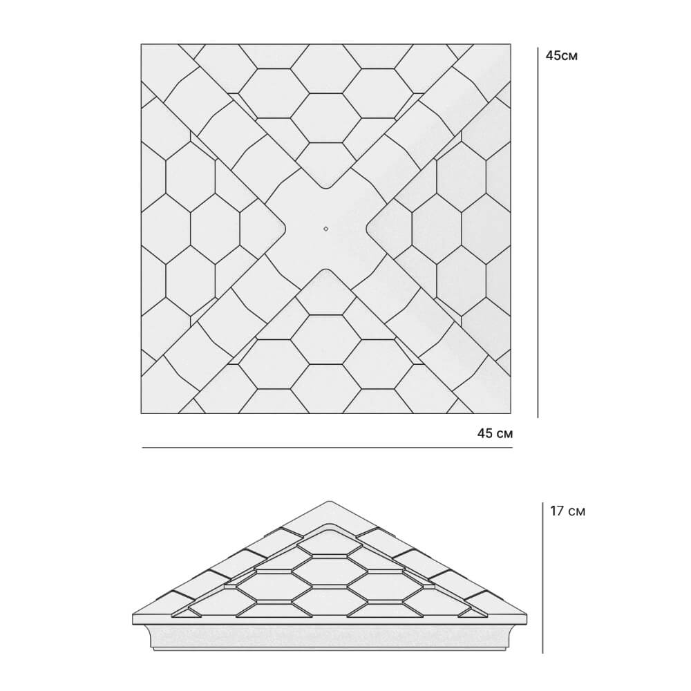 Колпак Zking Эверест Серый на столб 1.5х1.5 кирпича (390х390мм) в Ереване фото