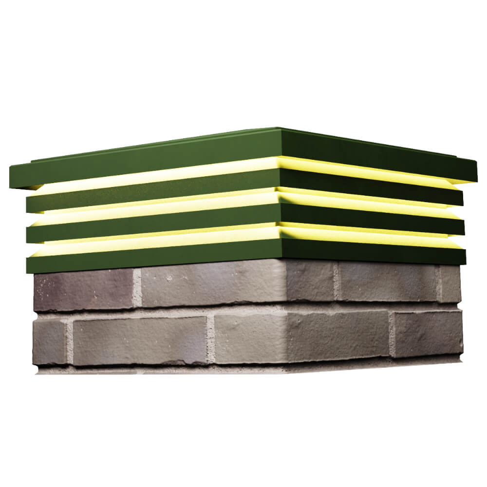 Колпак Zking Бона ХайТек Зеленый на столб 1.5х1.5 кирпича (385х385мм) с подсветкой в Ереване фото