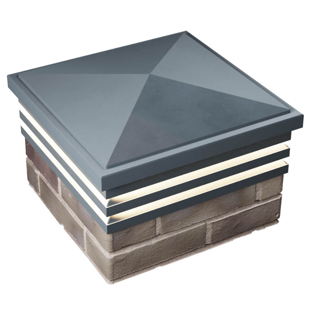 Колпак Zking Бона ХайТек Серый на столб 1.5х1.5 кирпича (385х385мм) с подсветкой в Ереване фото