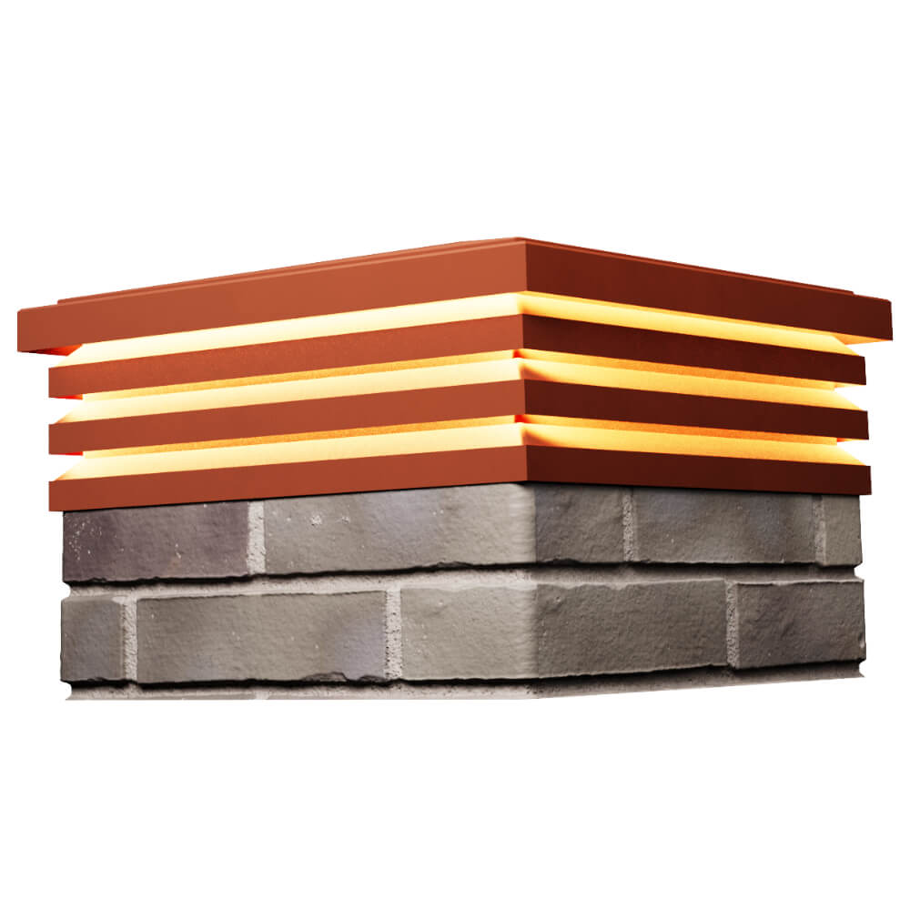 Колпак Zking Бона ХайТек Красный на столб 1.5х1.5 кирпича (385х385мм) с подсветкой в Ереване фото