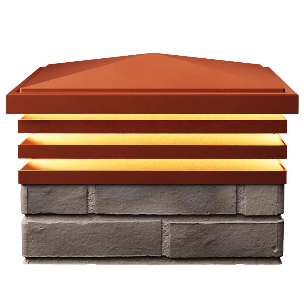 Колпак Zking Бона ХайТек Красный на столб 1.5х1.5 кирпича (385х385мм) с подсветкой в Ереване фото