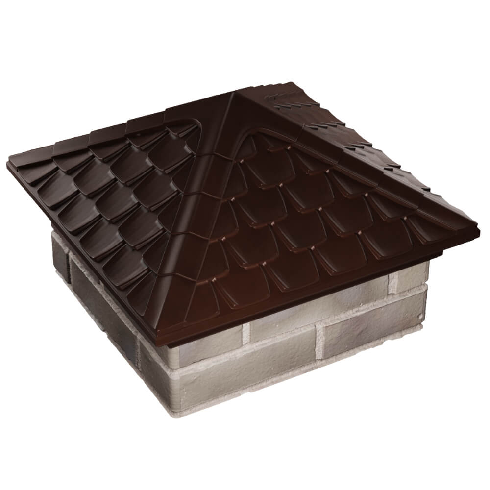 Колпак Zking Эльбрус Коричневый на столб 1.5х1.5 кирпича (385х385мм) в Ереване фото