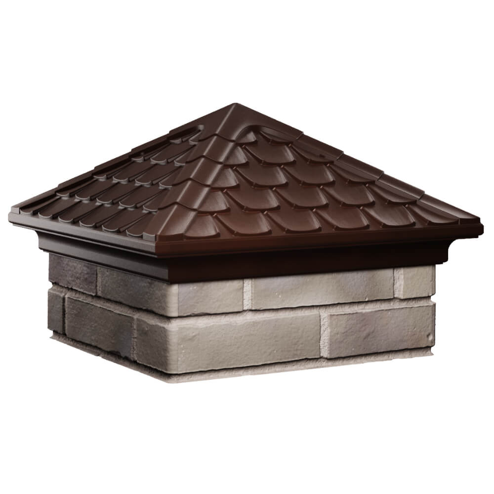 Колпак Zking Эльбрус Коричневый на столб 1.5х1.5 кирпича (385х385мм) в Ереване фото
