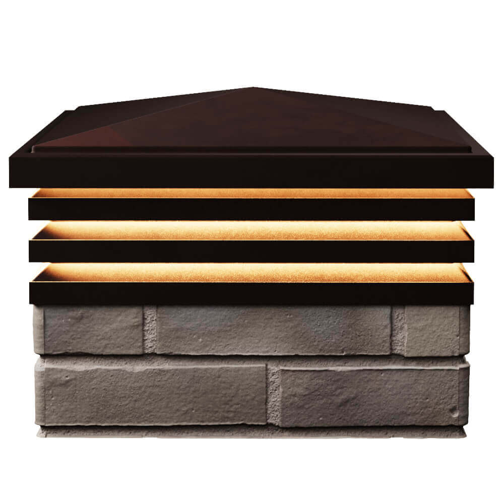 Колпак Zking Бона ХайТек Коричневый на столб 1.5х1.5 кирпича (385х385мм) с подсветкой в Ереване фото